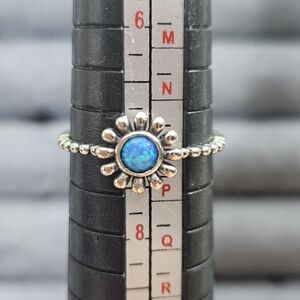 13. 925 Sterling Silver Blue Lab Opal Ring Sz 7.25